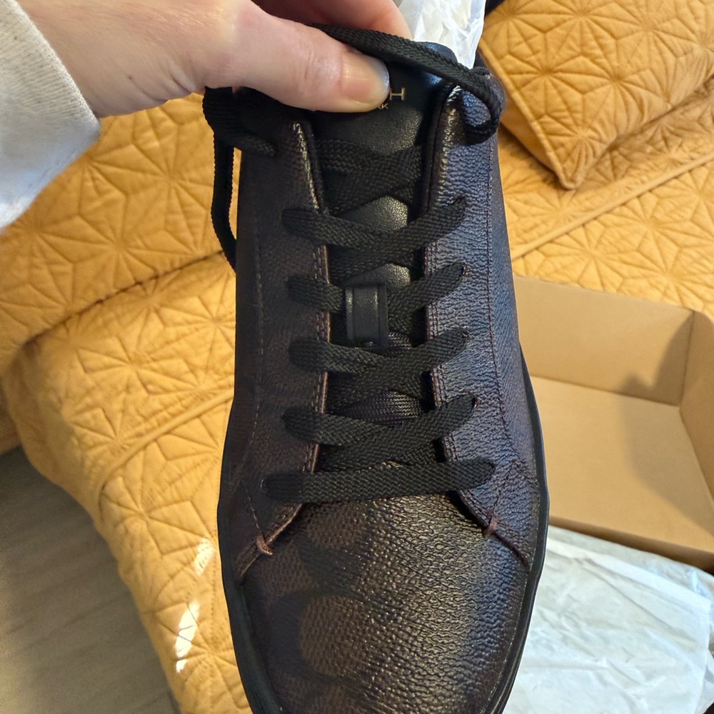 Coach Women's Signature Canvas Black and Brown Sneakers - Picture 2 of 8